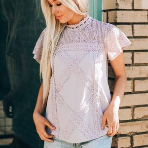 Purple geometric lace solid color shirt SZ S,M,L